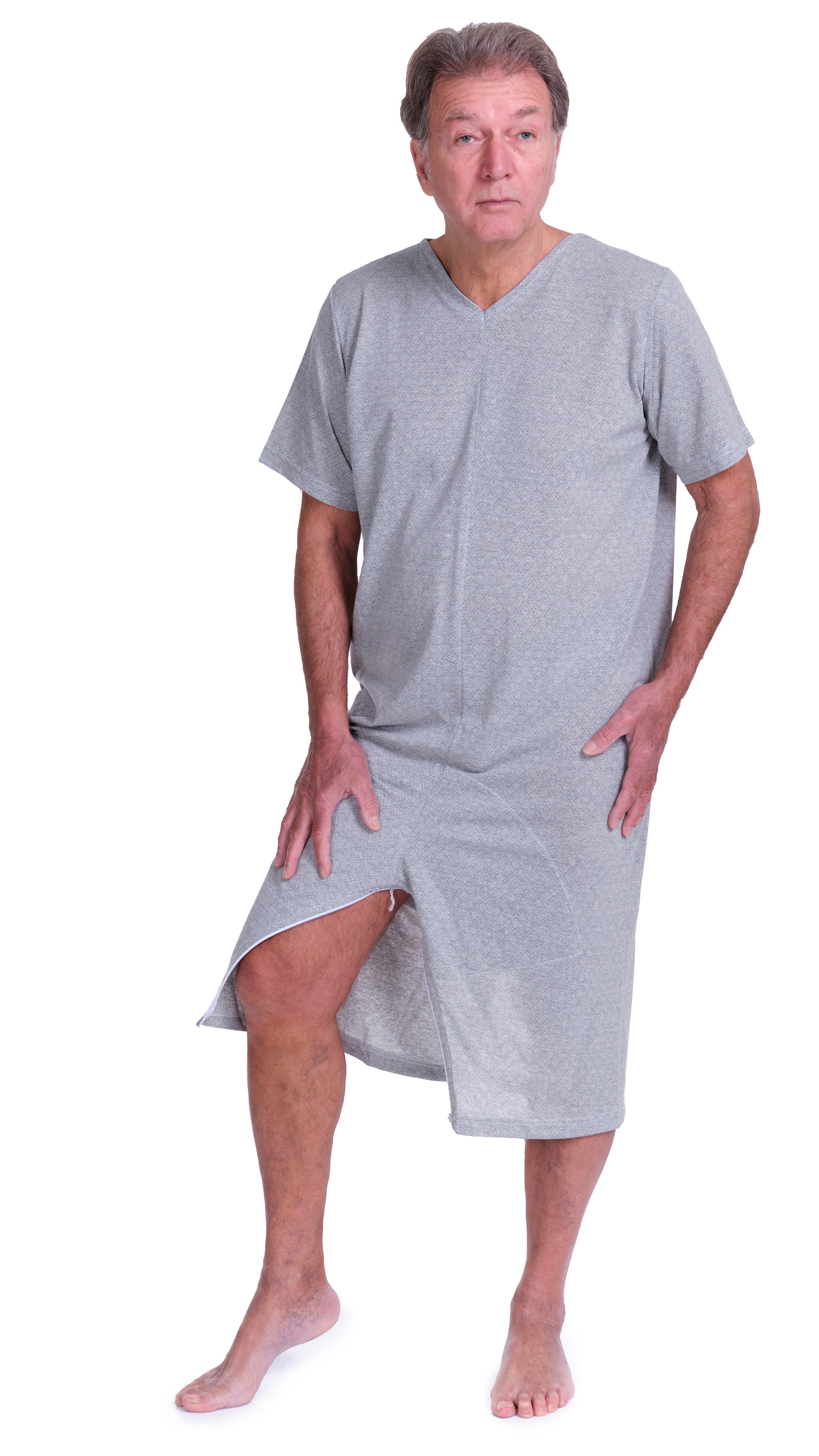 Ferrucci 9008/7 Pyjama Sanitaire Sans Manches Été Gris XS - Fermeture Éclair Dos