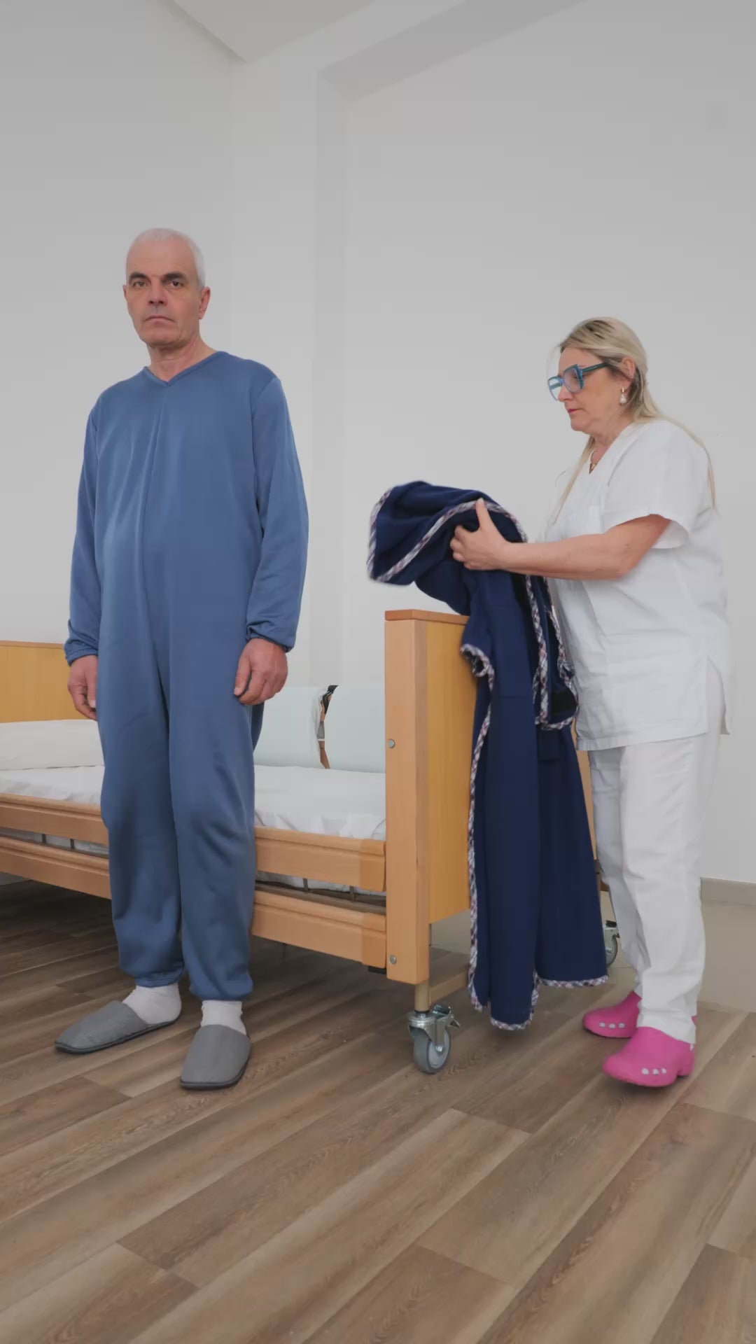 Ferrucci Comfort 9012/7 Sanitary Pyjamas - 100% Cotton Long-Sleeve Back-Zip Pajamas For Elderly, Incontinence & Alzheimer's Care-662453