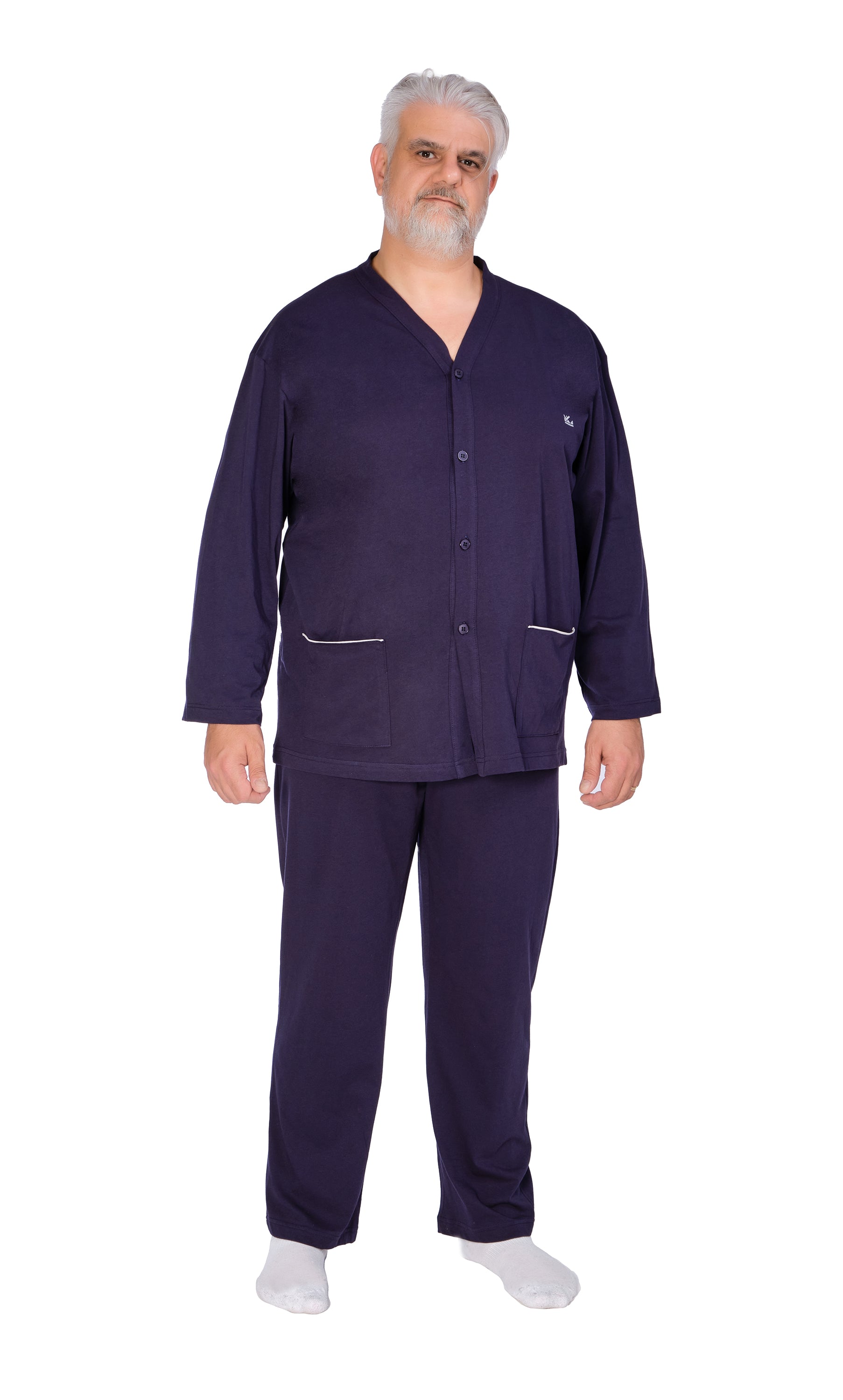 Pyjama Homme Cardigan Grandes Tailles en Coton 9073 - Différentes